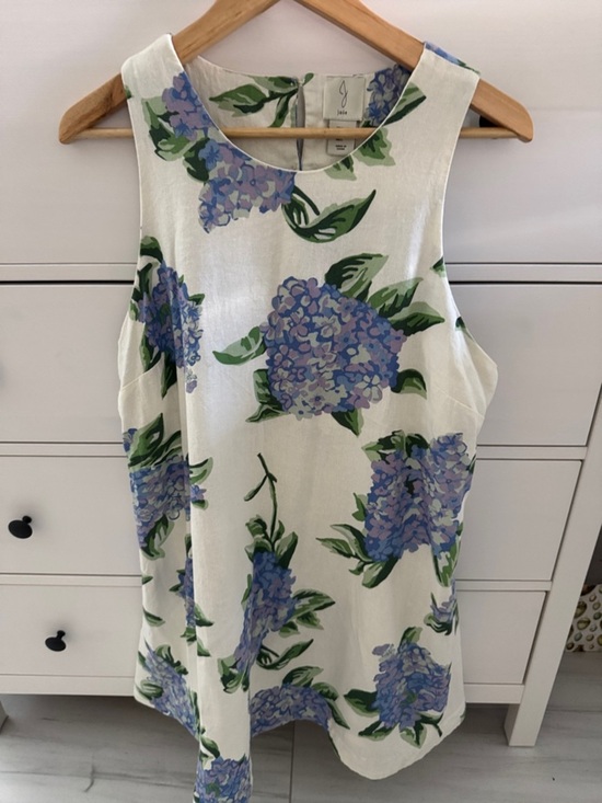 Joie Dresses & Skirts - Joie White and Purple Hydrangea Linen Blend Fit and Flare Mini Dress Size L
